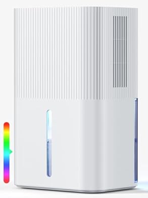 Foto di Deumidificatore elettrico da 2,7L per la casa, deumidificatore per camera da letto, silenzioso e con controllo touch, deumidificatore per bagno, spegnimento automatico e 7 LED. (bianco1150 ml/24 h)
