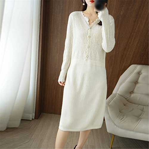 Robe en laine et cachemire Kelsiop, la douceur d'une maille abricot enveloppante - 3