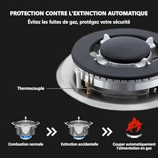 IsEasy Piano Cottura a Gas 5 Fuochi Inox, 77cm Piano Cottura a Incasso, Per Gas Naturale/Propano, Sicurezza Tramite Termocoppia(Dimensioni di taglio: 73 x 48 cm)