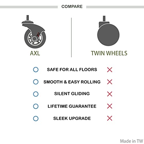 Ikea Office Chair Wheels Replacement For Hardwood Floor And Carpet, 10Mm Stem Size, 2.5" Roller Blade Style, Replacement Rubber Chair Casters Set Of 5 (Black/Clear) #TOP4