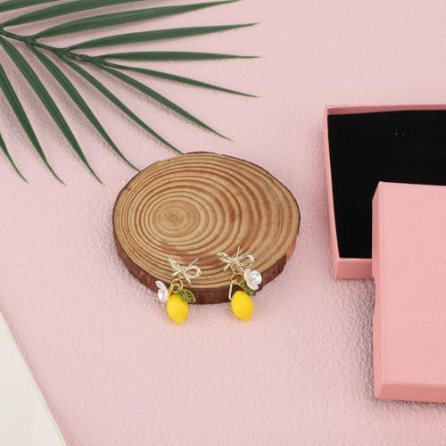 Lemon Bow Earrings for Woman, Cute Yellow Lemon Dangle Hook Food Earrings with Gift Box Stylish Fruit Jewelry Gift for Birthday Parties & Cosplay3