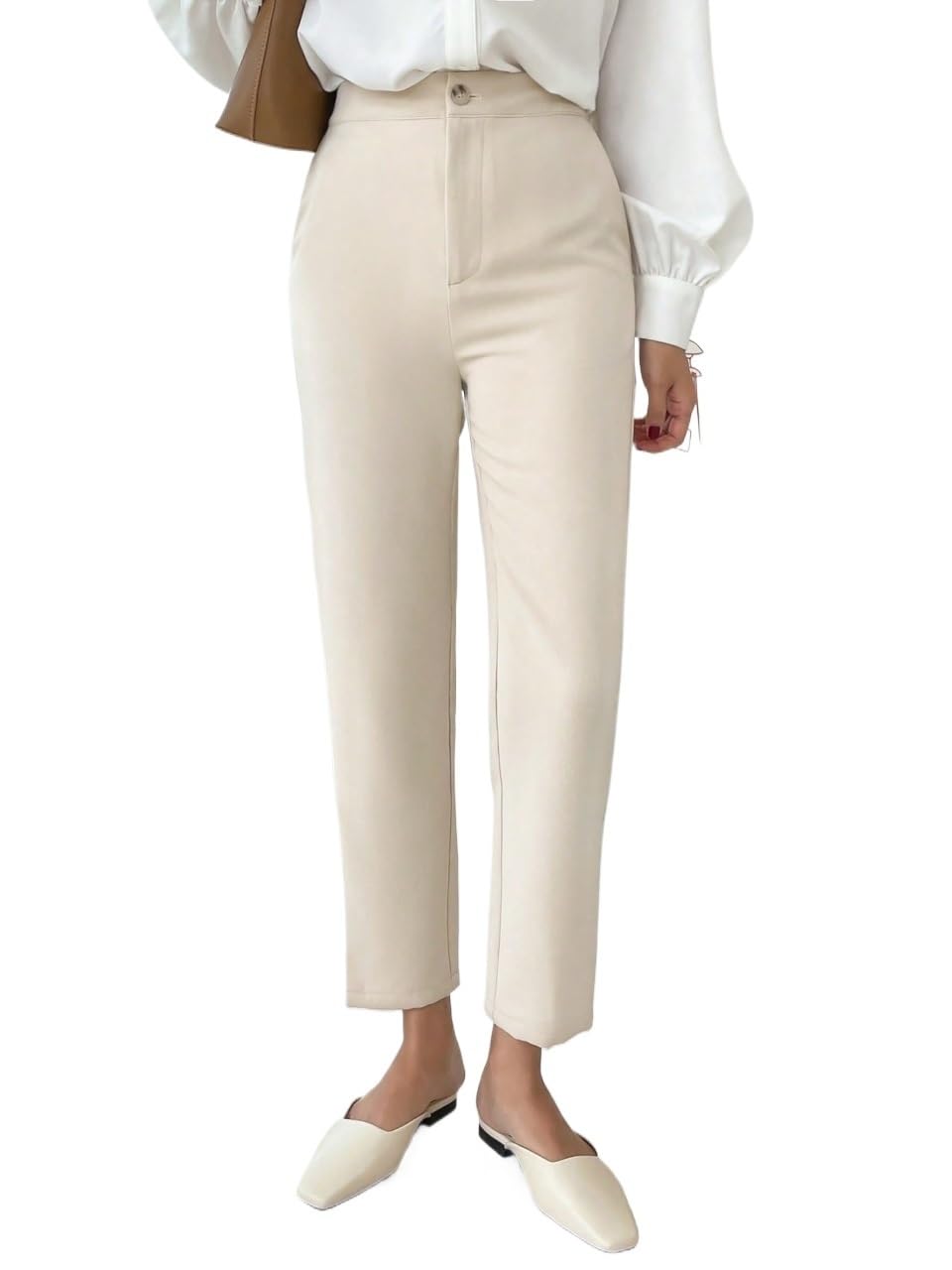 KEyjey Casual Pants for Women High Waist Straight Leg Pants for Athletic Travel Work