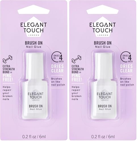 Elegant Touch Brush On Nail Glue Clear 6ml (Packaging may vary) (Pack of 2) option