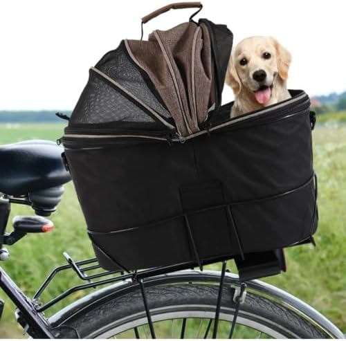 Foldable Bike Pet Rear Basket with Safety Leash & Comfort Pad, Un...