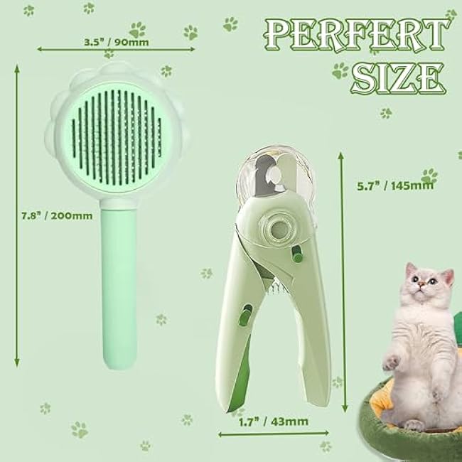 3PCS Cat Grooming Kit, Nail Clipper Trimmer and Nail File, Brush for Shedding, Comb for Long Haired Cats, Pet Supplies and Essentials, Gifts for Cat Lover-AVwMxSnV