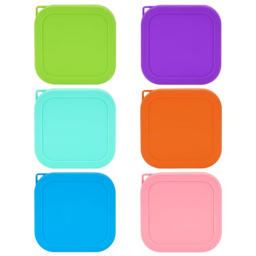 Linkidea 6 tapas de silicona para almacenamiento de alimentos, cubierta cuadrada a prueba de fugas de repuesto para recipientes de salsa, accesorios de cocina compactos para picnic, camping