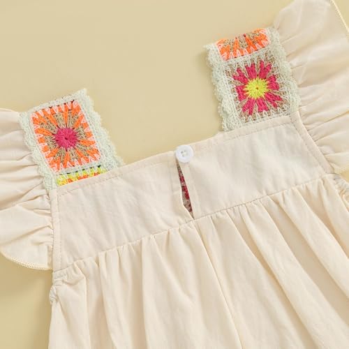 Newborn Baby Girl Bubble Romper Crochet Outfits Floral Ruffle Sleeveless Onesies Jumpsuit Overalls Boho Summer Clothes4