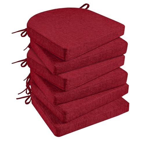 Basic Beyond Chair Cushions for Dining Chairs 6 Pack, Kitchen Chair Cushions with Ties and Non Slip Backing, 16 x 16 inches Chair Pads for Dining Chairs (Red) by Basic Beyond - Used condition - US$38.52