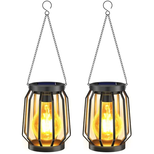 Solarlampen für Außen Hängend, 2 Stück Warmweiß Solarlaterne IP65...