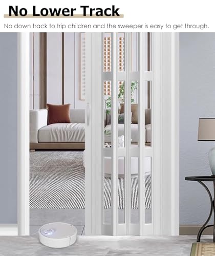 Concertina Door PVC & Acrylic Internal Foldable Gate - Custom Size, Accordion Door for Cupboard/Kitchen, Hallway Pantry Doorway Sliding Door with Handle(Gray,38x40in(96x101cm))