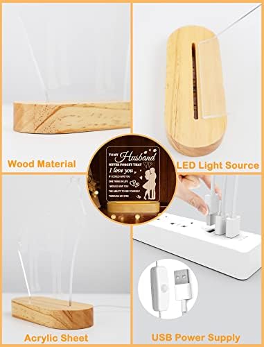 to My Husband Gift for Him, I Love You 3D Illusion Lamp LED Night Light for Man Birthday Valentine's Day Father's Day Present,Soft Warm White Color