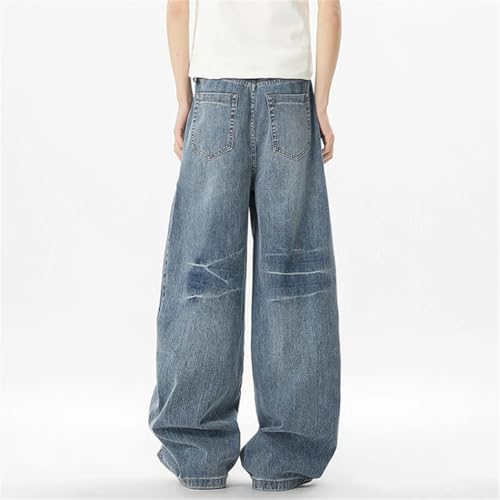 Men's Retro Denim, High-Waisted, Ripped Baggy Street Style, Distressed Pants4