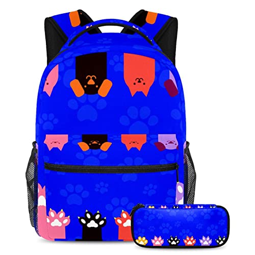 Sac à dos décontracté ordinateur portable femme homme avec trousse à crayons animaux