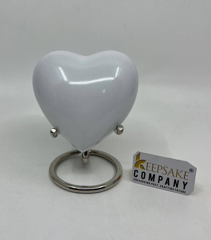 Keepsake Company's White Mini Heart Urn - Heart Shaped Little Cremation Urns - Urn for Human Ashes - Small Urn - Pet Urn - Miniature Keepsake 3" from Each Side, Volume - 3 Cubic Inches