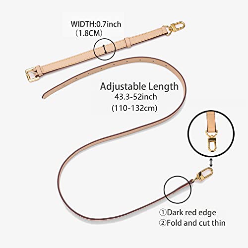 Beudw Purse Strap Adjustable Crossbody Strap, Leather Shoulder Strap Belt Replacement ，Pochette Strap Vachetta Diagonal Shoulder Straps Replacement Leather Straps（Width 1.8 Cm） #TOP6