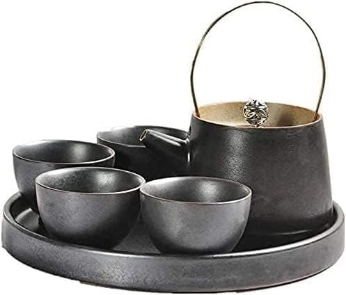Tetera, tetera de hierro estilo japonés con infusor, juego de taza de té de porcelana de cerámica, tetera de estilo casero con asa y taza de té,