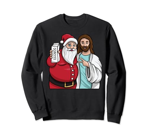 Jesus and Santa Jingle Bros Funny Christmas Eggnog Lovers Felpa
