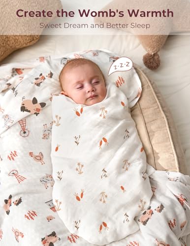 Image of Momcozy Muslin Swaddle Blankets, 4-Pack Breathable and Skin-Friendly Receiving Blankets, Swaddle Blanket Shower Gifts & Baby Registry Essentials, Large 47 inchx47 inch, Little Homestead