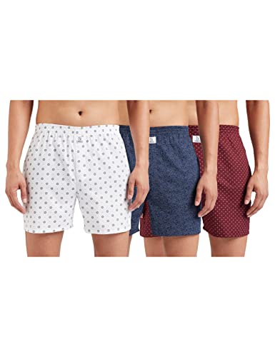 Image of Longies Men Printed Boxers Pack of 3, Off White,Maroon,Blue3269, XL