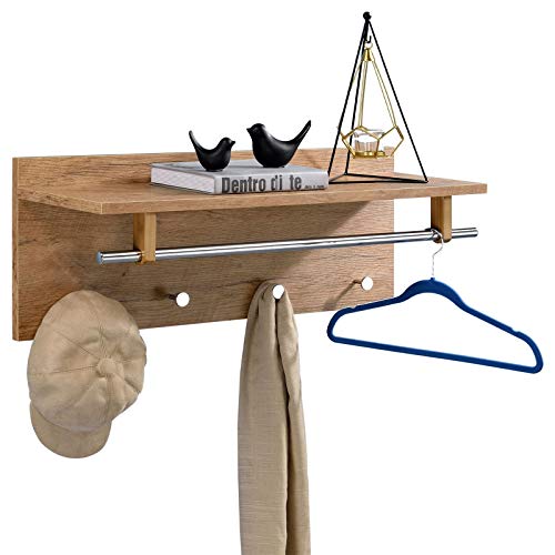 IDIMEX Wandgarderobe Garderobe ULF mit Kleiderhaken Hutablage Kleiderstange, wildeiche IDIMEX Wandgarderobe Garderobe ULF mit Kleiderhaken Hutablage Kleiderstange, wildeiche