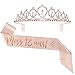 Écharpe Rose Miss 18 Ans Anniversaire Fille et Tiara Diadème Couronne Princesse en Strass Faux Cristal Birthday Décoration Accessoire Cadeau pour Anniversaire Fête