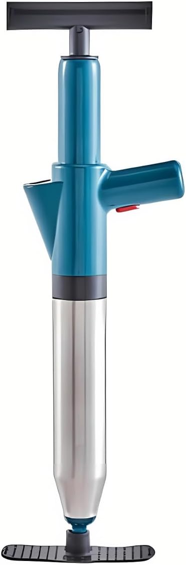 Toilet Plunger-Silver White, High Pressure Air Drain Blaster Gun, Air Compression Drain Blaster Stainless Steel Toilet Unclogger Clog Remover With Real-Time Barometer, For Toilet And Kitchen