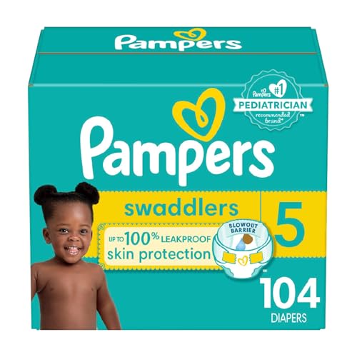 Image of Pampers Baby Diapers - Swaddlers - Size 5, 104 Count, Ultra Absorbent Disposable Infant Diaper