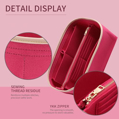 Image of Doxo Purse Organizer Insert, Bag Organizer for Tote & Purse, Bag in Bag, Perfect for Speedy 25 Neverfull PM and More(Rose-M)