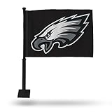 Rico Industries NFL Football Philadelphia Eagles Black Pole Double Sided Car Flag W' Black Pole 16 x 19.5-'
