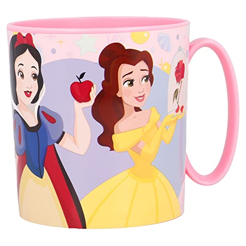 Taza infantil de plástico reutilizable para microondas de 390 ML de Princesas Disney