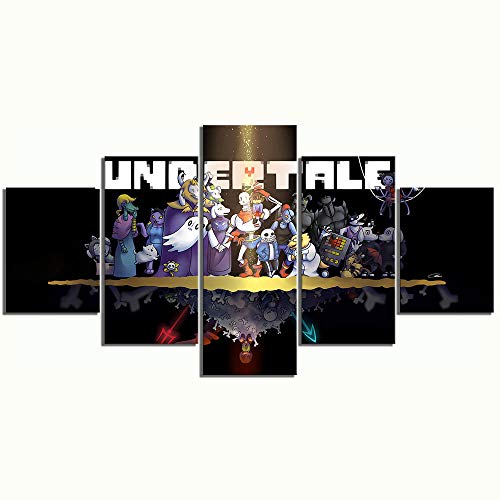 Decoration murale salon jeu video Undertale tableau 5 panneaux sur toile encadree