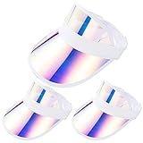3 Pack Sun Visor Hats Women Men Colorful Plastic Bingo Party Visors Hat Colored Adjustable Sports Go