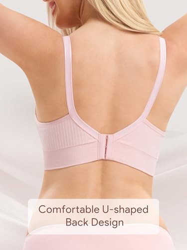 Angelhood Ribbed Nursing Bra Wireless V Neck Maternity Nursing Bra Low Cut Bralette Sleeping Breastfeeding with Extenders3