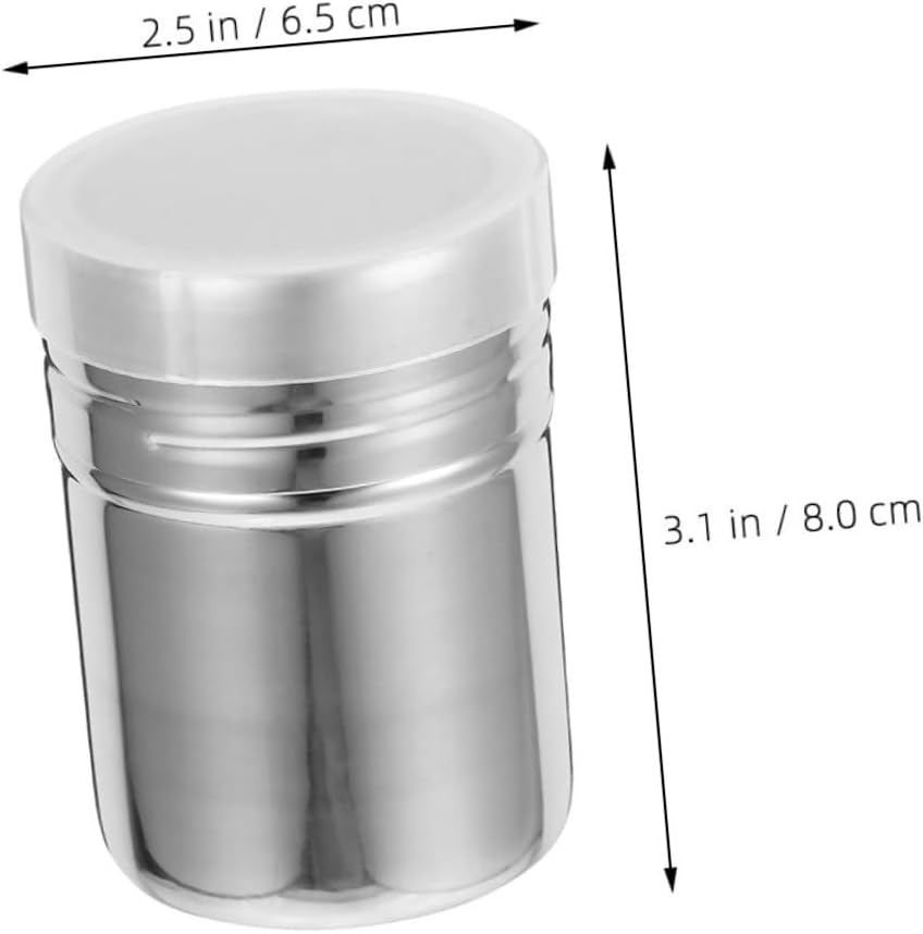 Generic 2 Pcs Stainless Steel Sugar Shaker Duster with Fine Mesh Lid for Coffee Cappuccino Latte Cocoa Baking Easy to Clean Reusable Powder Shaker