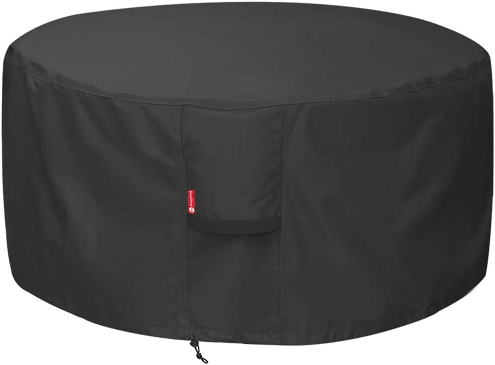 Fire Pit Cover for Solo Stove Bonfire | Ranger Surround - Waterproof 600D Heavy Duty Round Patio Fire Table Bowl Cover Shelter Black (Round - 44”D x 24”H)-Fits 38-44 inch Firepit/Bowl