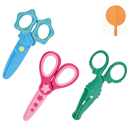 Linkbro Sicherheitsschere für Kinder, 3 Stück, Papierschere mit Kunststoffklinge, Vorschulkindergartenschere, Anfängerschere, DIY-Bastelschere für Kinder ab 2 Jahren