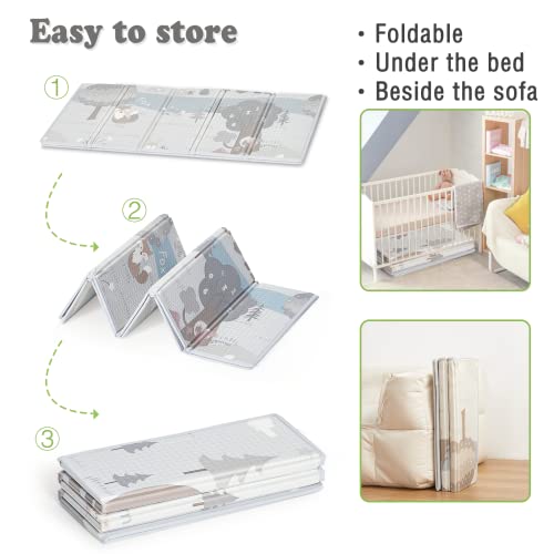 Fodoss Baby Play Mat, 47X47Inch Play Mat, 0.4 In Thick Waterproof Playmat For Babies, Foldable Play Mat For Small Baby Playpen, Small Spaces #TOP3