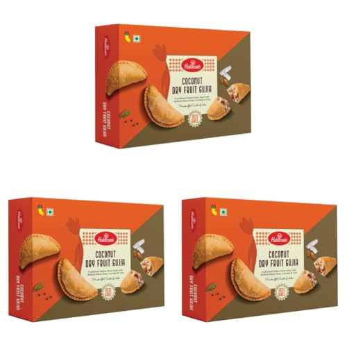 Image of Haldiram's Coconut Dry Fruit Gujia 400g | Gujiya Sweets | Indian Mithai Festive Sweet Gift Box | Mithai for All Occasion- Holi Special (Pack of 3)