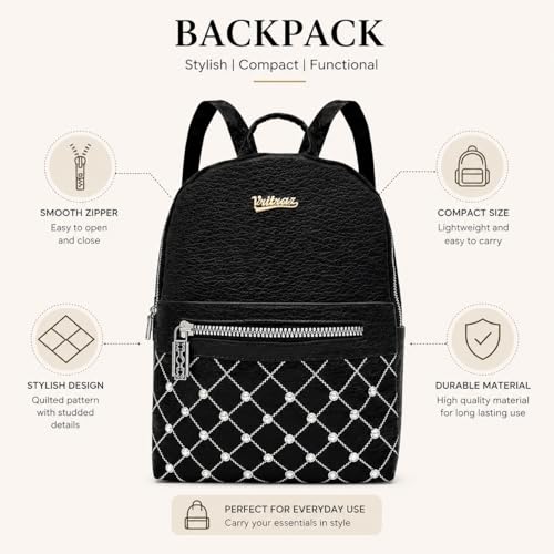 Image of VRITRAZ PU Leather Ladies Leather Shoulder Fitting Backpacks Designer Backpack Shoulder Bag, Handbag For Women, Girls Elegant Backpack Purse
