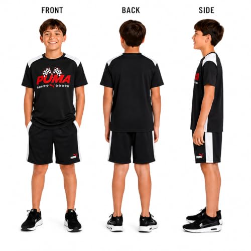 Image of PUMA Boys Active Shorts Set - 2 Piece Dry Fit T-Shirt and Performance Gym Shorts - Activewear Clothing Set for Boys (4-16)
