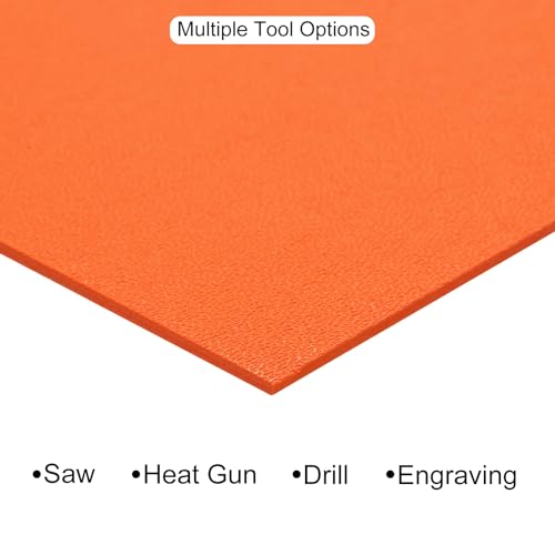 Image of ABS Plastic Sheet 12 x 12 Inch,Flexible Plastic Sheets 1 /12 Inch Thick Thermoplastic Sheet with Leather Texture Orange for DIY Crafts Decors 3Pcs