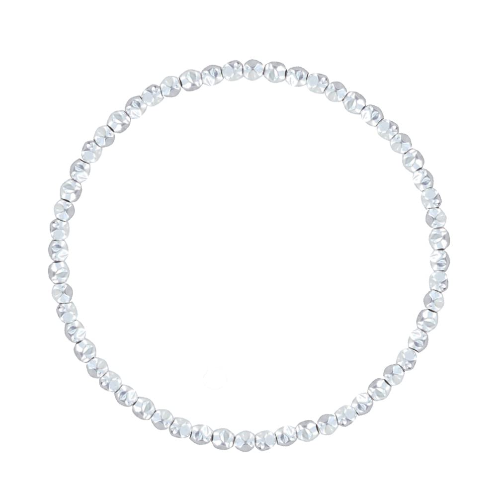 Bracciale Elastico LES POULETTES BIJOUX In Argento 925 Con Perline Sfaccettate, Gioiello Fatto In Europa In Cofanetto Regalo - 4