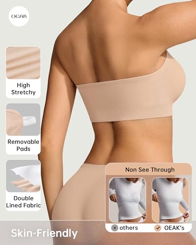 OEAK Strapless Bras for Women Wireless Bandeau Bra Non Slip Push Up Tube Top Seamless Bras Comfortable Padded Bralette4