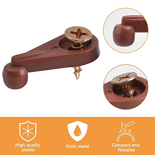 MOROBOR 50 PCS Glass Retainer Clips Kit, 4 mm Glass Clip Glass Cabinet Clips with Screws for Fixing Glass Cabinet Doors (Reddish Brown) - Image 4