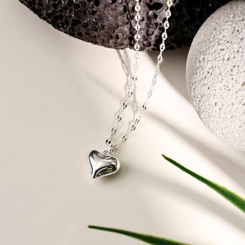 Small Silver Heart Necklace for Women - Hypoallergenic Dainty 925 Sterling Silver Heart Pendant on Delicate Chain 5
