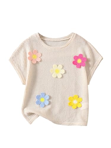 Verdusa Girl's Boho Floral Crochet Tops Cute Vacation Going Out T Shirts