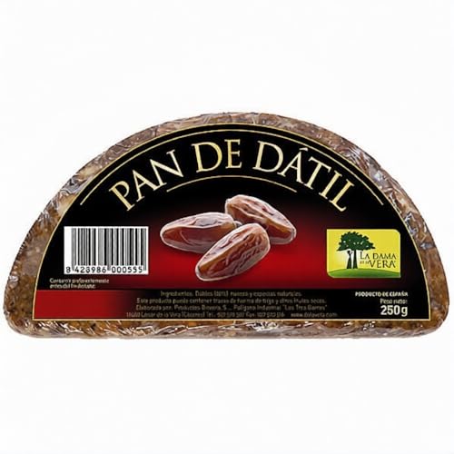 Pan de Dátil Artesano La Dama de Vera 250 g – Dulce Natural 100% Fruta sin Harinas ni Cereales, Prensado Tradicional, Snack Energético Saludable y Vegano Sin Gluten