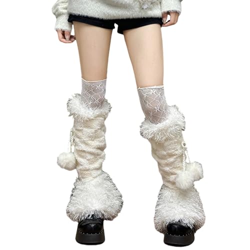 Couvre-bottes longs en fourrure synthétique pour déguisement femme
