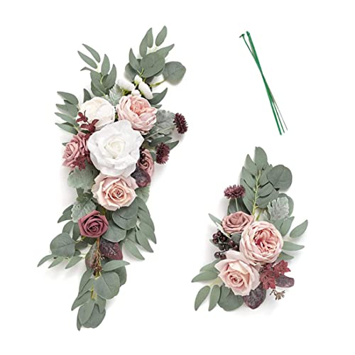 PSFDEWT Bode de Arco de Boda Flores de Flores de 2, de botín de Rosas Artificiales Arreglo Floral para la Ceremonia de Boda Banquete Decoración del hogar, 19.7x7.9in, 9.8x3.9 in