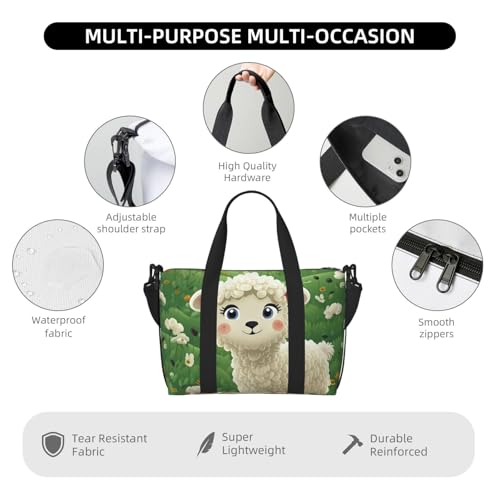 Travel Duffel Bags Personal Item Bag Carry on Luggage Bag Training Handbag Lightweight Waterproof Sports Gym Bag Cute Cartoon Sheep Weekender Bag for Women Men3